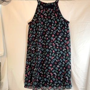 Betsey Johnson size 8 navy floral tank dress. 100% polyester. Like new.